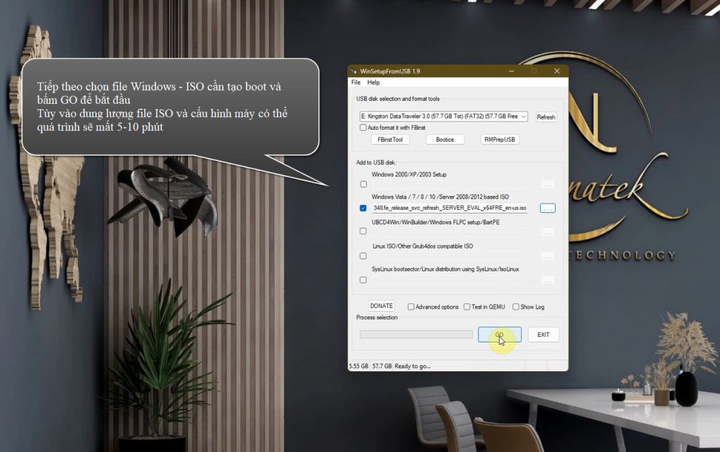 Bắt đầu Tạo USB Boot Windows